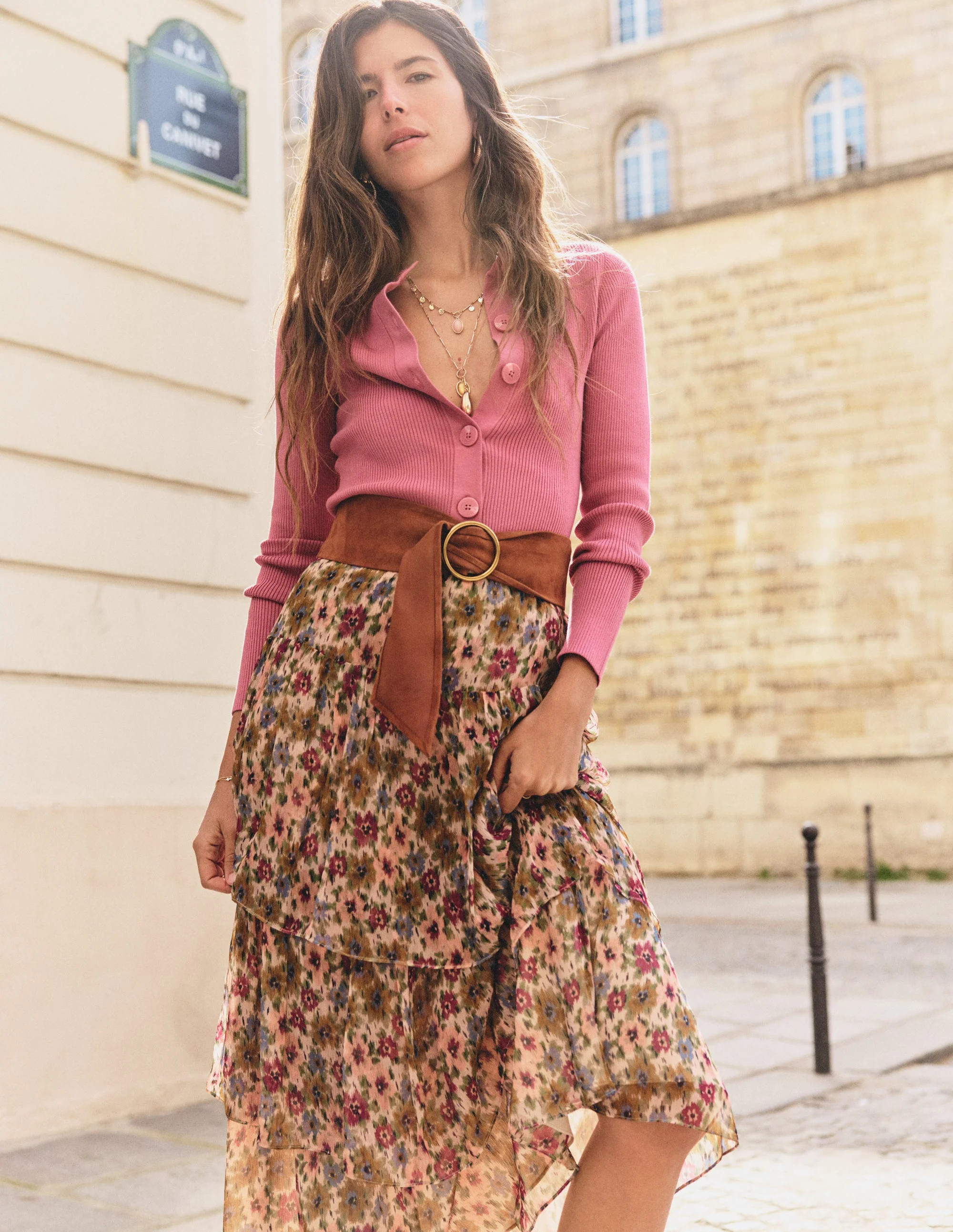 Tiered Ruffle Midi Skirt-Multi, Flecked Garden | Boden (US)