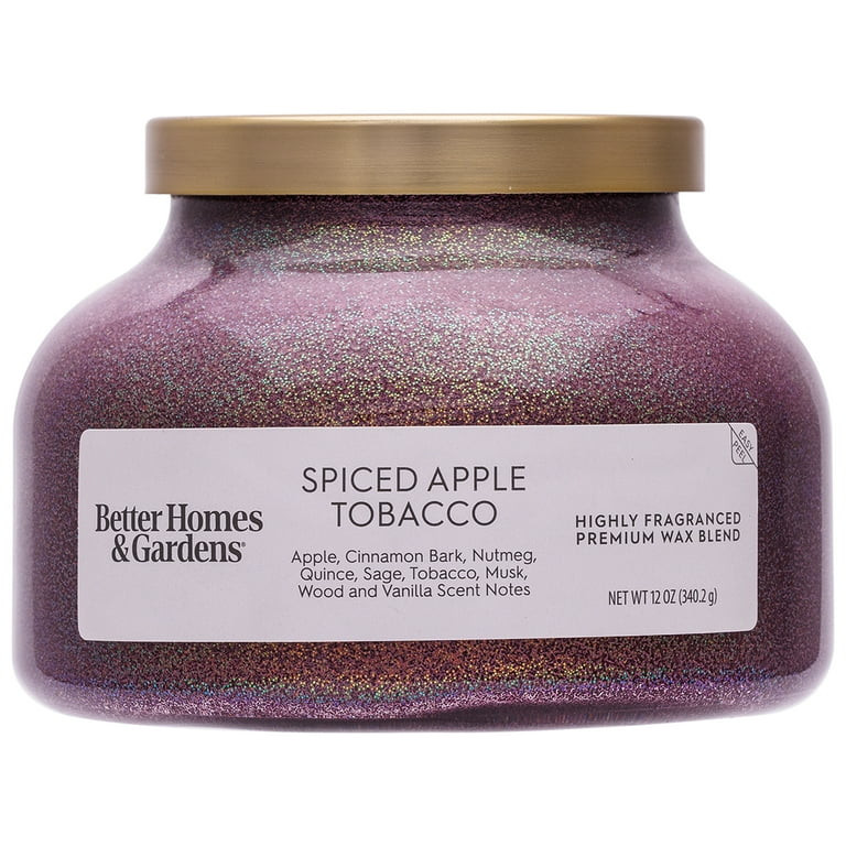 Better Homes & Gardens 1-Wick Holiday Scented Glitter Jar Candle, Spiced Apple Tobacco, 12oz. | Walmart (US)