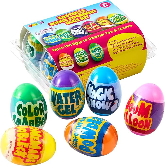 JOYIN 6pcs Prefilled Easter Eggs with Toys, Plastic Eggs with Science Experiment, Basket Stuffers... | Amazon (US)