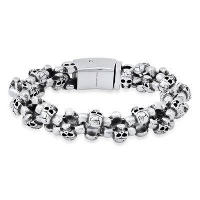 Steeltime Men's stainless steel skull links bracelet | Target
