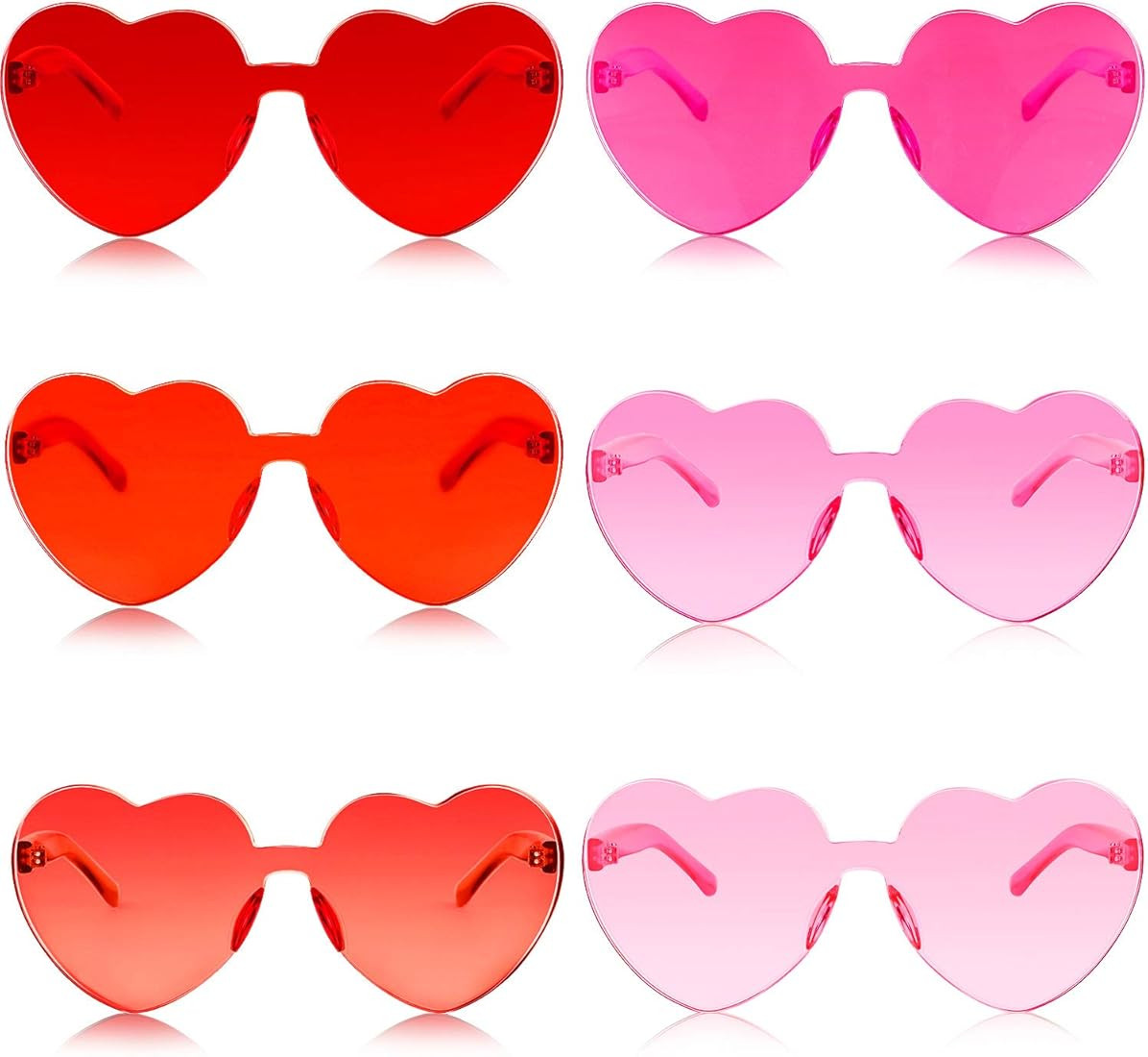 Frienda 6 Pieces Heart Sunglasses Pink Sunglasses Heart Shaped Sunglasses for Party Cosplay | Amazon (US)
