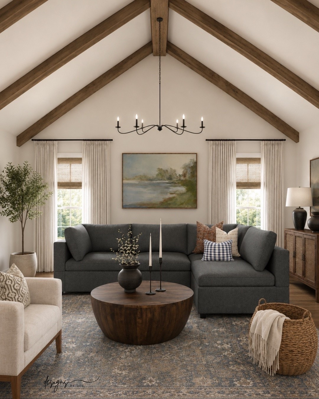 Vaulted ceilings + warm wood tones = my dream living room 🤍✨

#LivingRoomDecor #HomeInspiration #InteriorDesign #NeutralHome #LTKHome