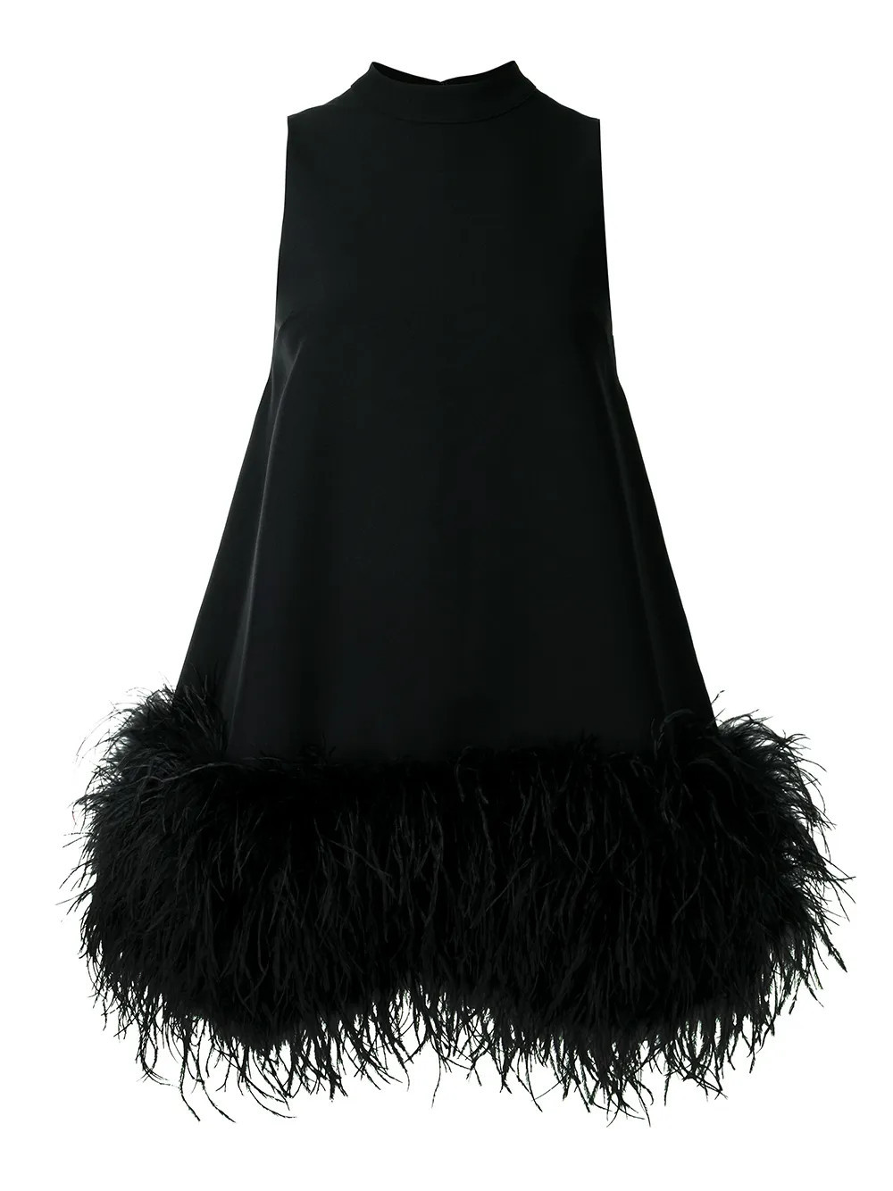 Rachel Gilbert Linc feather-trim mini dress - Black | Farfetch Global
