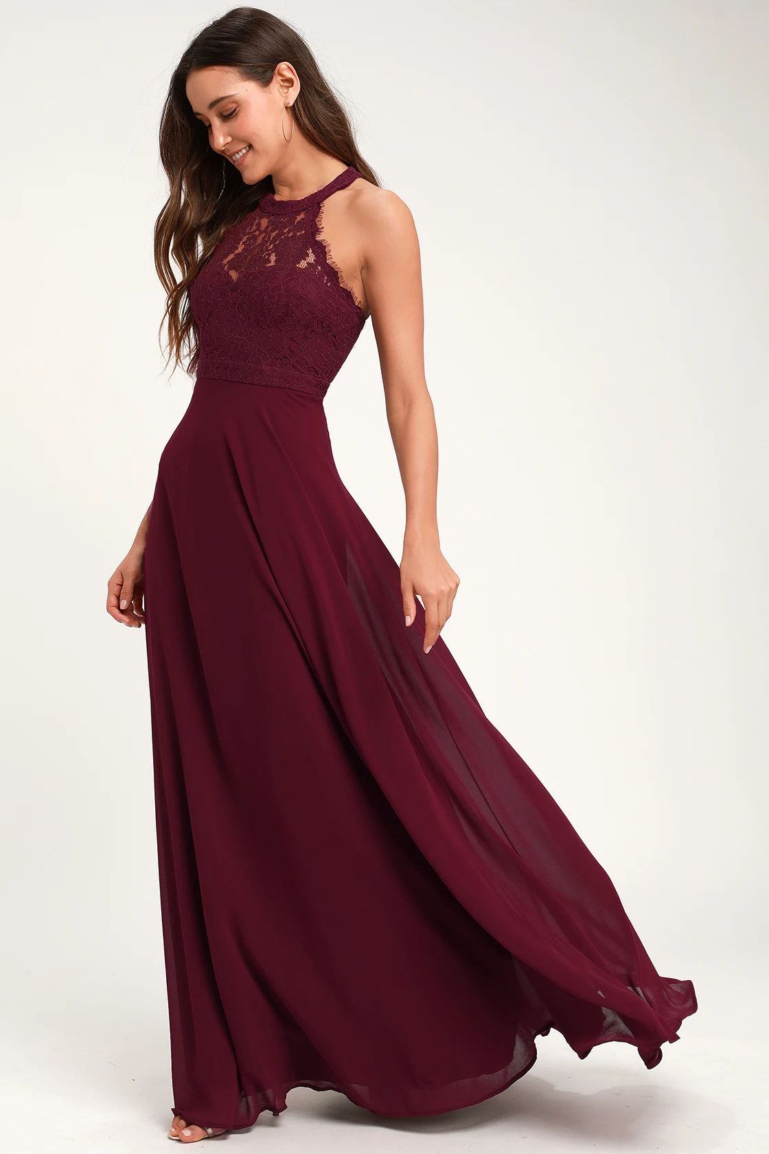 Dance All Evening Burgundy Lace Maxi Dress | Lulus (US)