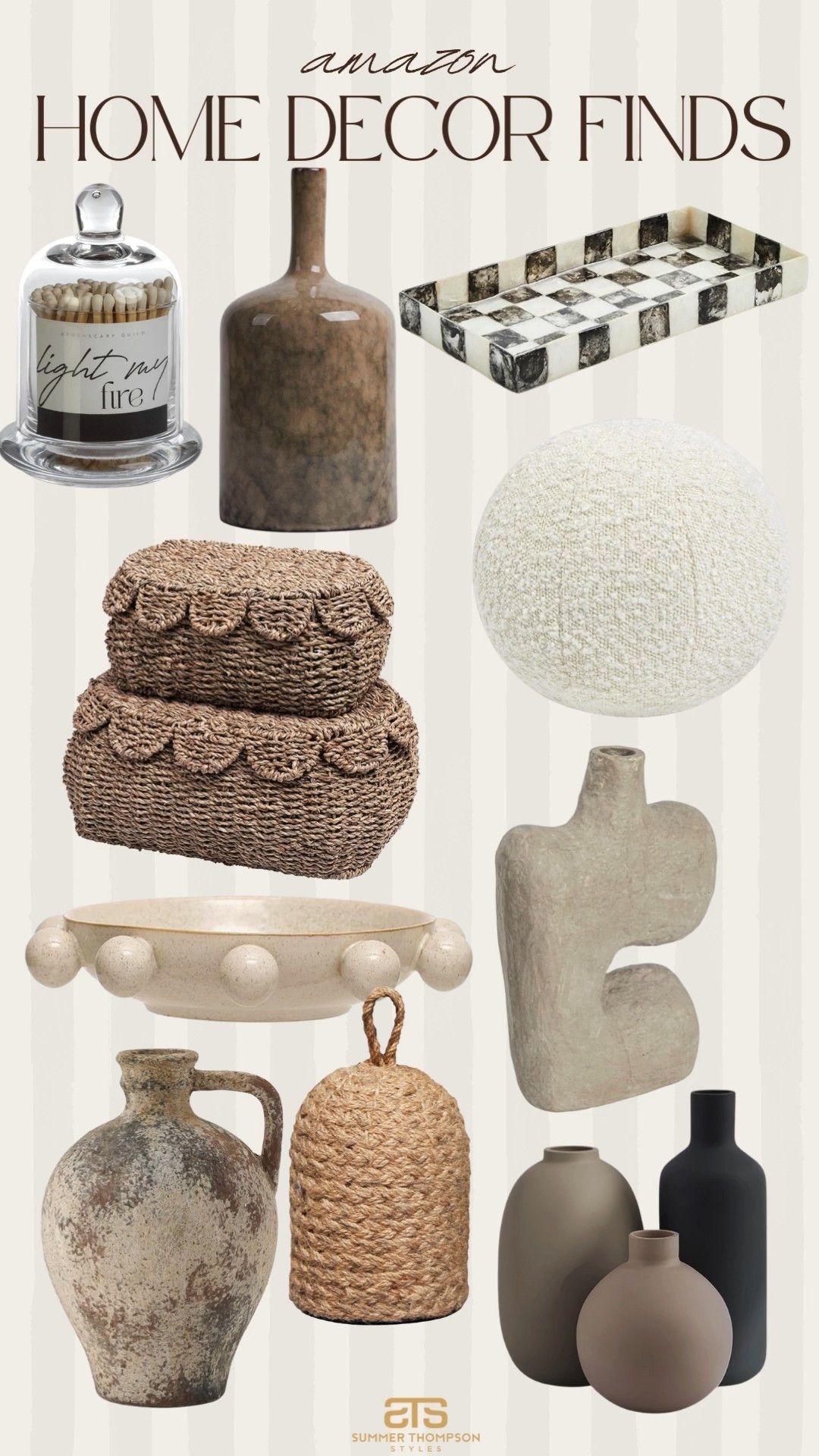 Love these chic finds from Amazon! 

Stoneware. Vase. Bowl. Baskets. Matches. Foot stop. Checkered tray. Trending. Best sellers. Modern home. Must haves  

#LTKFindsUnder100 #LTKSeasonal #LTKHome