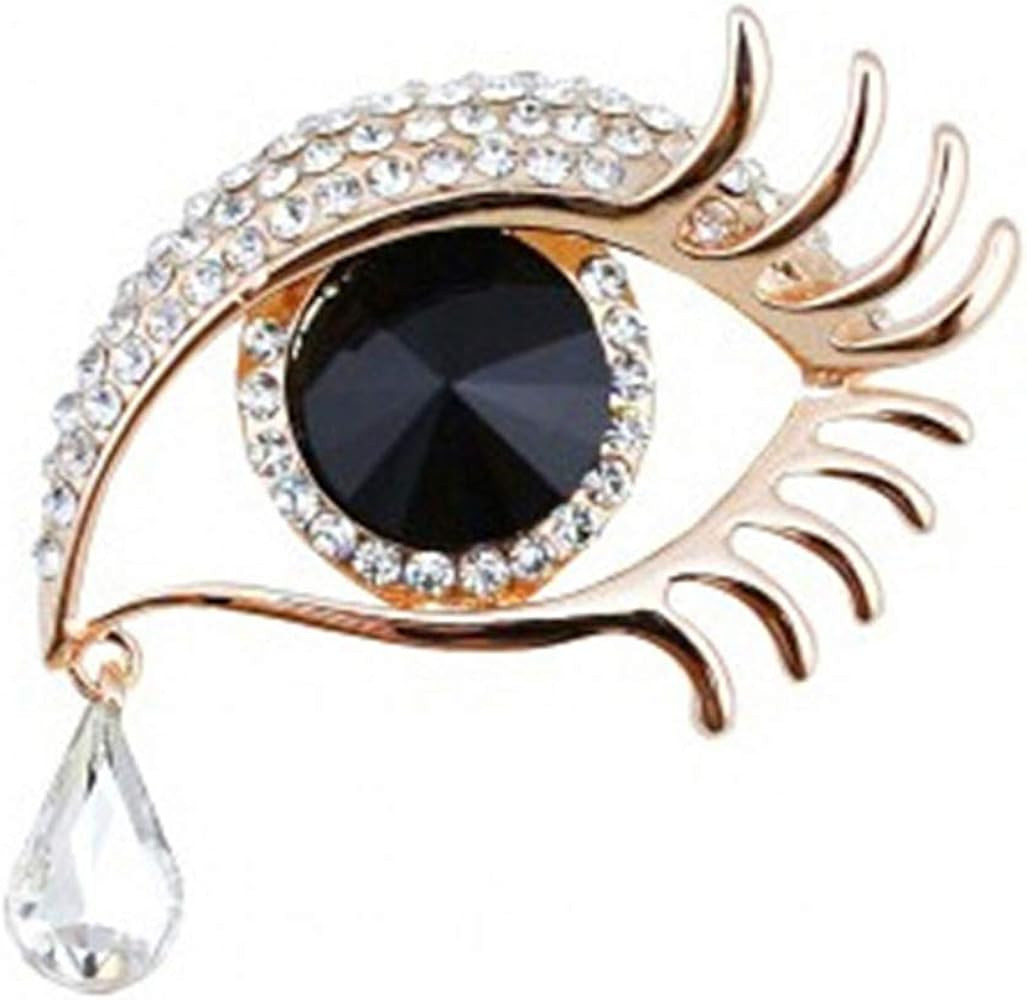 Angel Tears Brooch Pins, Elegant Rhinestone Sapphire Big Eyes Alloy Long Eyelashes Corsage Breast... | Amazon (US)