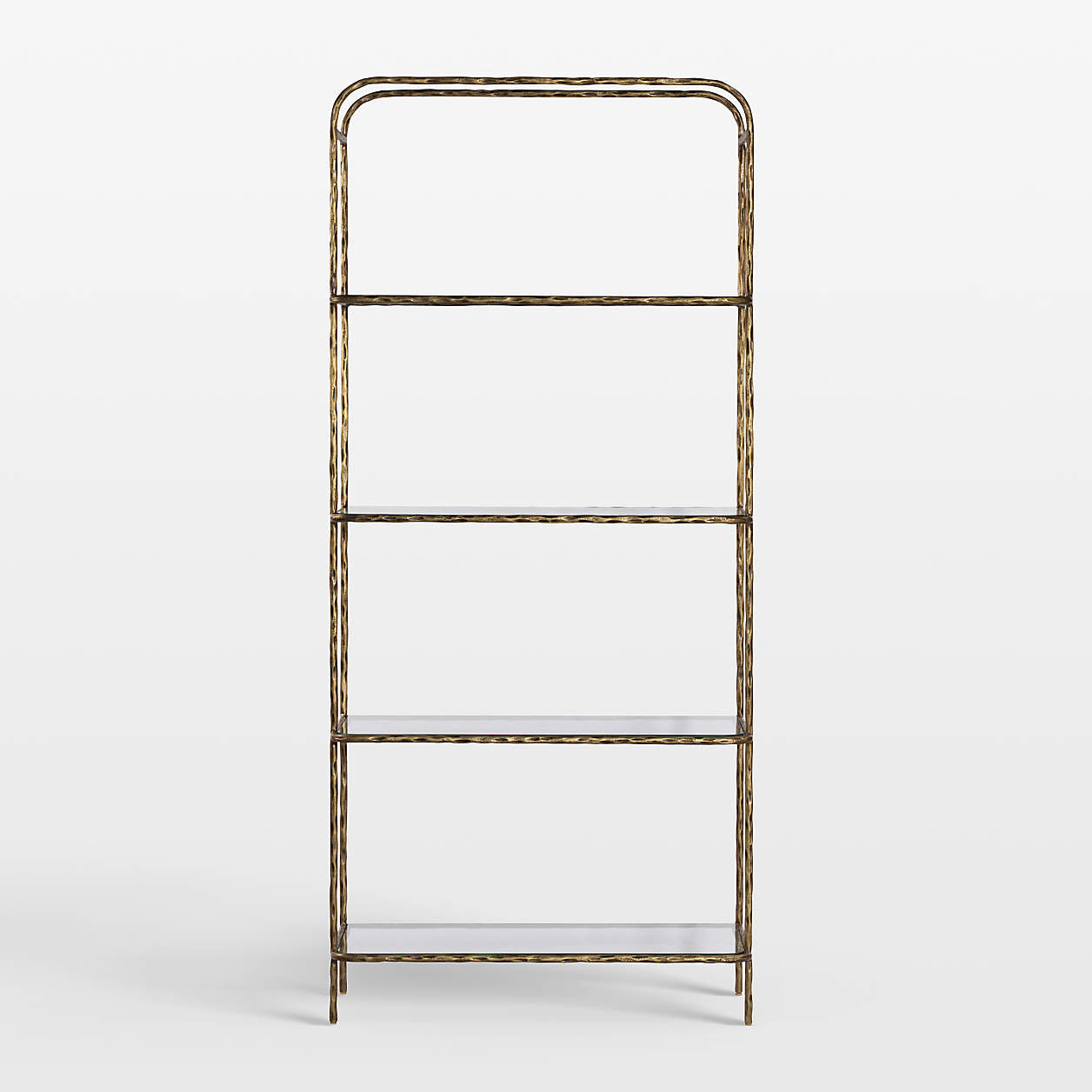 Swinton Brass and Glass 90" Bookshelf | Crate & Barrel | Crate & Barrel