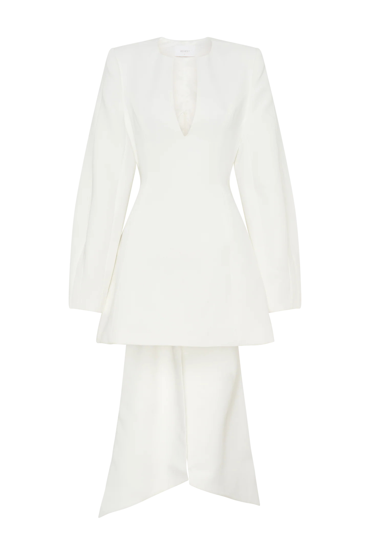 Suiting Bow Mini Dress - Ivory | MESHKI US
