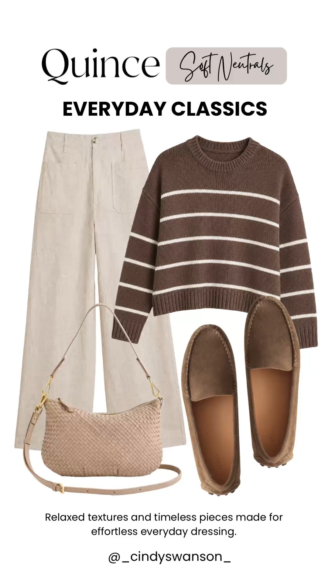 These Quince soft neutral classics are the kind of timeless pieces you’ll reach for season after season. The striped sweater, linen-blend pants, suede driving loafers, and woven crossbody create an effortless outfit that’s polished, comfortable, and easy to mix and match.

💡 LTK MADE EASY
❤️ Heart = Support my posts!
🔖 Save = Get sale & restock alerts
📋 Lists = Keep favorites organized
📲 Share = Send lists and products to a friend. Hello, Christmas List!
💬 Comment = Ask me anything about what I’m wearing. :-)

#LTKootd #LTKOver40 #LTKSeasonal