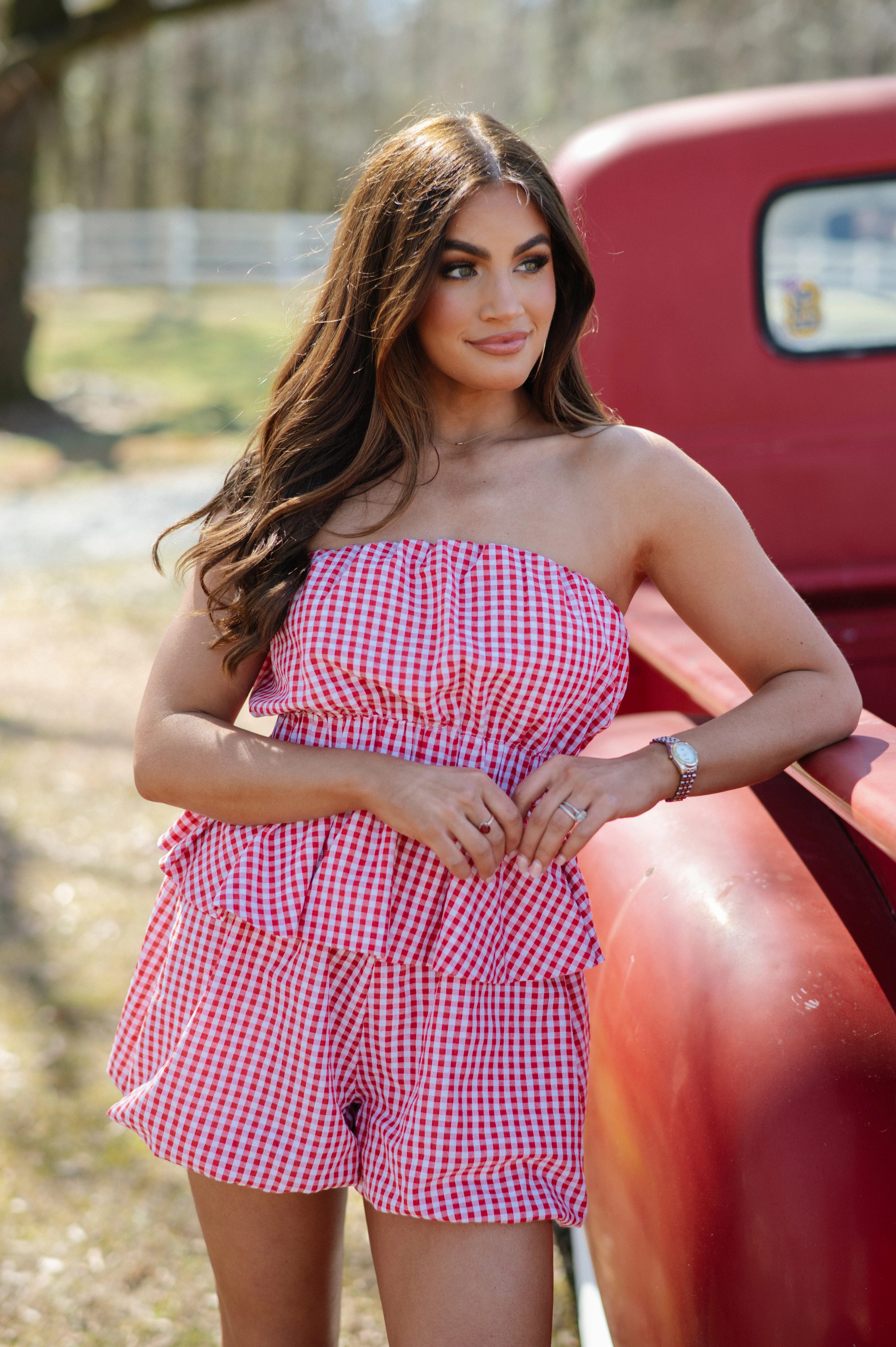 Gigi Gingham Set-Red | These Three