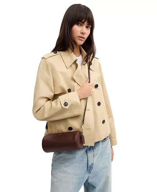 Barrel Small Leather Slim Shoulder Bag | Macy's