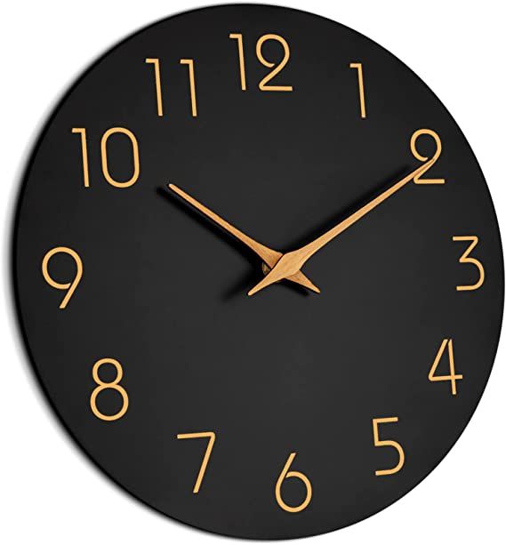 Mosewa Wall Clock 10 Inch Black Wall Clocks Battery Operated Silent Non-Ticking - Simple Minimali... | Amazon (US)