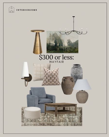 Wayfair $300 or less living room, affordable, Accent chair, coffee table, art, brass, side table, wall, sconce, table, lamp, bedroom, lamp, living room, lighting, affordable, vases, chandelier under $200, ottoman, rug, floral rug

#LTKStyleTip #LTKHome #LTKSaleAlert