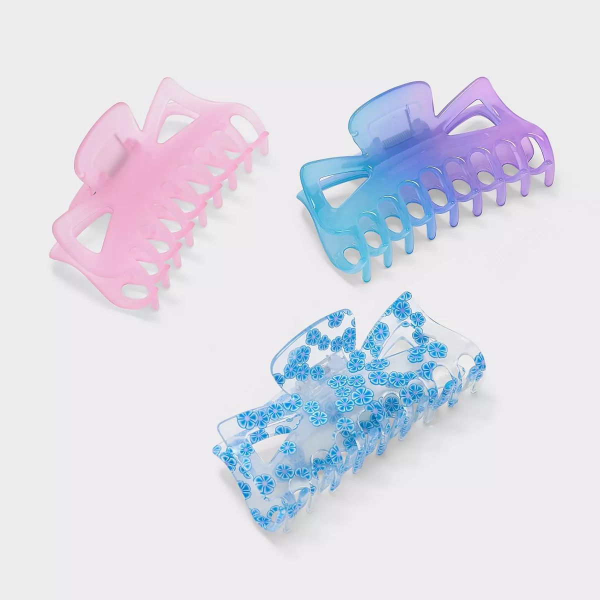 Flower and Solid Claw Hair Clip Set 3pc - Wild Fable™ Pink/Blue | Target