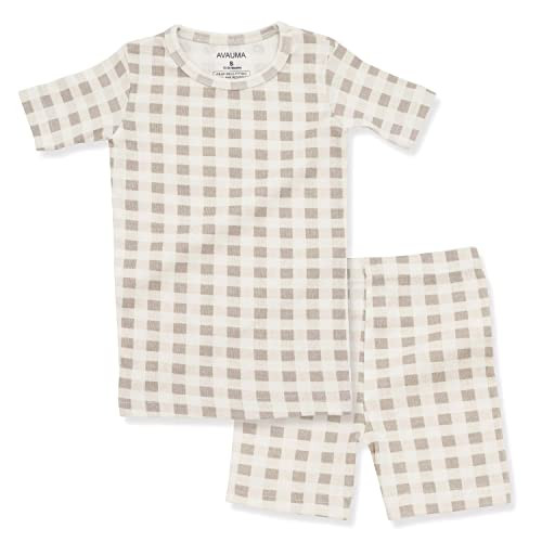 AVAUMA Baby Boys Girls Pajama Set 6M-7T Kids Toddler Snug fit Pattern Design Pjs Cotton Sleepwear (Check_Short L-Beige M) | Amazon (US)