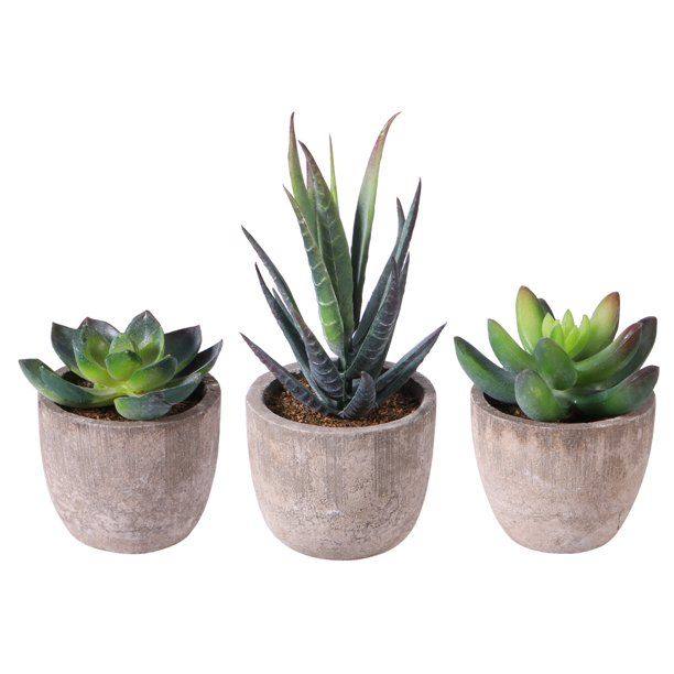 3pcs Decorative Faux Succulent Artificial Succulent Fake Simulation Plants with Pots | Walmart (US)