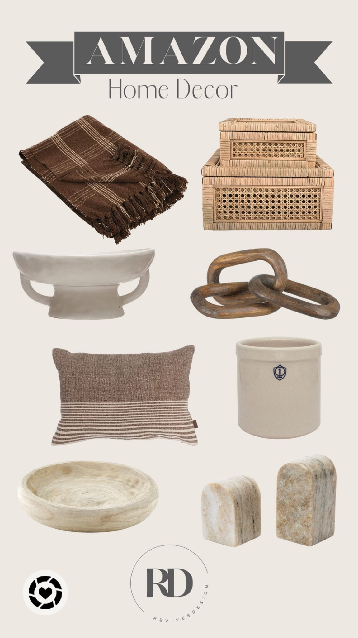 Neutral Amazon Home Decor.  Whether your styling shelves or a coffee table these items will ensure a cohesive look.

#LTKunder100 #LTKstyletip #LTKunder50
