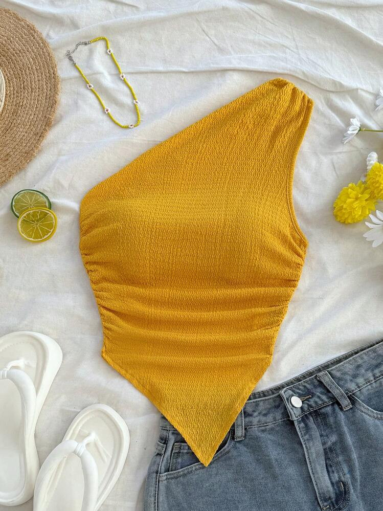 Soleia Women's Summer Vacation Asymmetrical Hem Asymmetric Shoulder Top | SHEIN