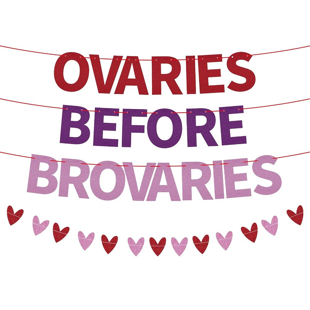 Arosche Galentines Day Decorations Ovaries Before Brovaries Banner Pre-Assembled Glitter Valentin... | Amazon (CA)