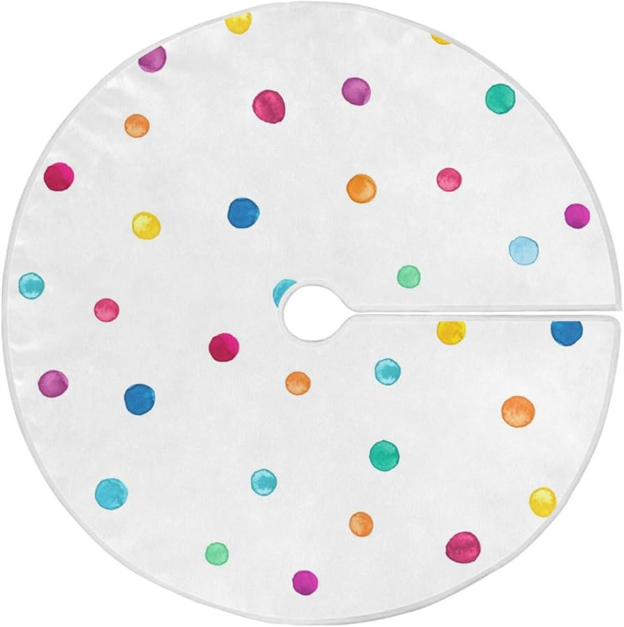 YETTASBIN Colorful Dot Tree Skirt 47.2 lnch, Large Round Xmas Tree Skirt Indoor Outdoor Christams... | Amazon (US)