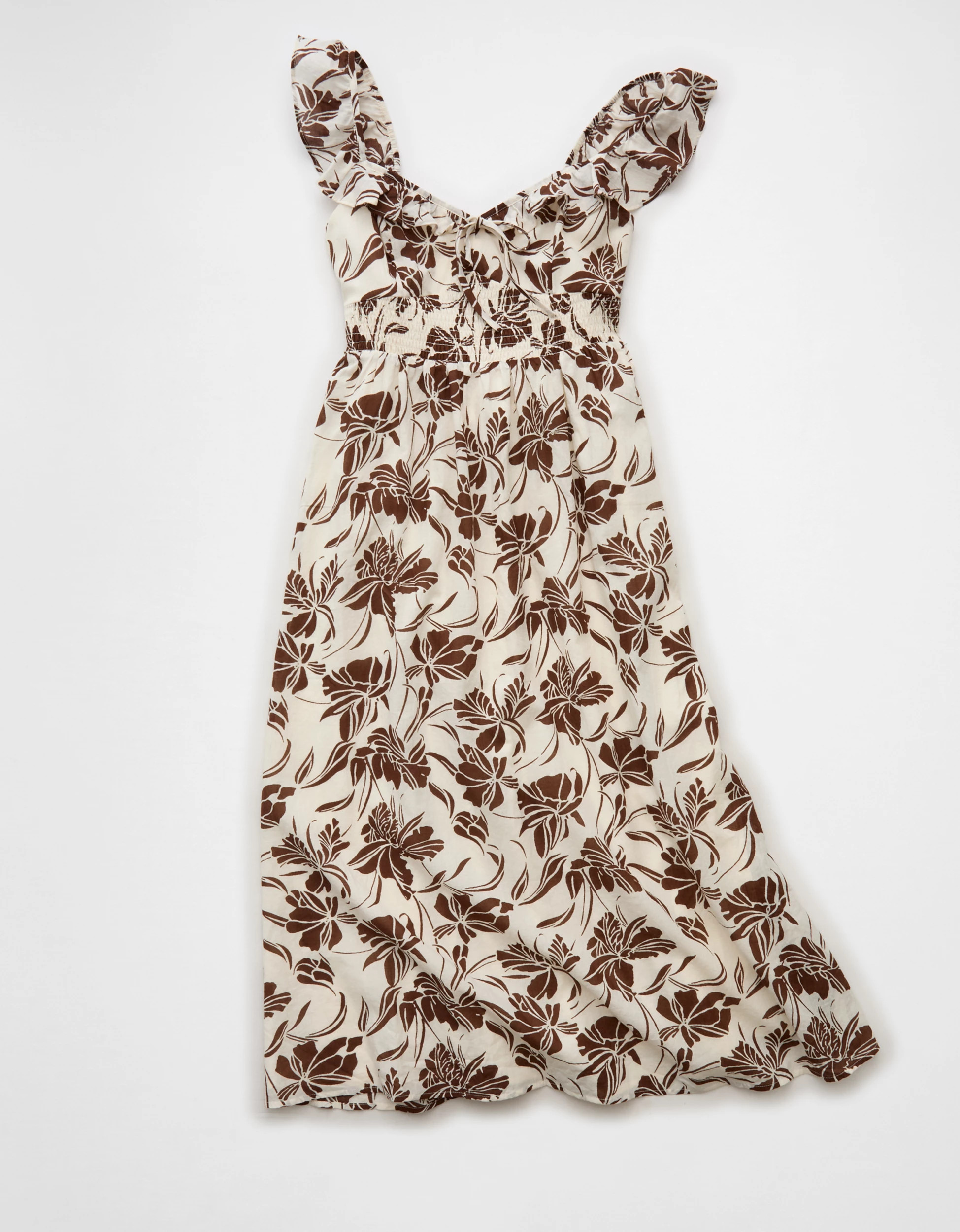 AE Flutter Sleeve Tie-Front Midi Dress | American Eagle Outfitters (US & CA)