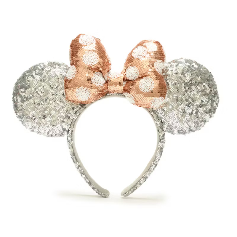 Walt Disney World Minnie Mouse Rose Gold and Silver Sequin Bow Ears Headband for Adults | shopDis... | shopDisney (UK)