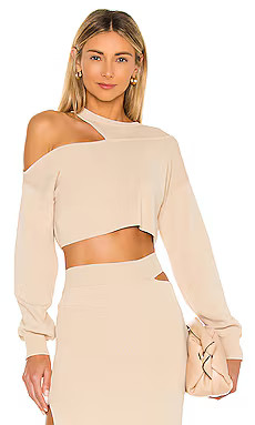 Michael Costello x REVOLVE Asym Cut Out Dolman Sweater in Nude from Revolve.com | Revolve Clothing (Global)