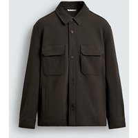 Zara - Comfort Textured Overshirt - Dark Brown - M - Man | Zara UK