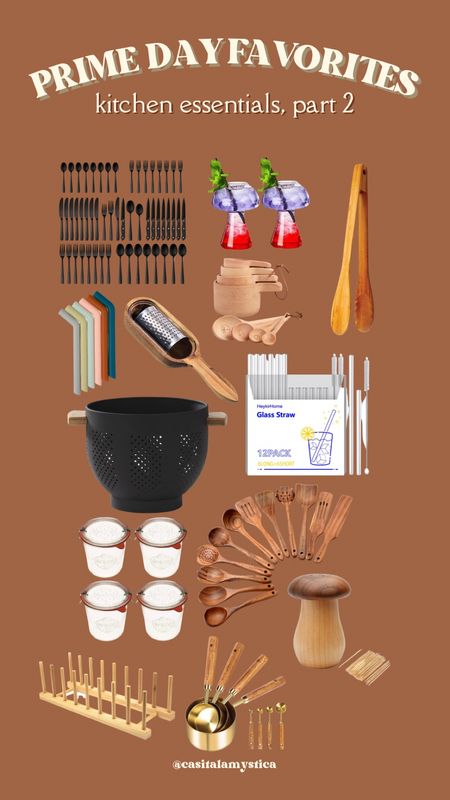 prime day favorites ✨ kitchen essentials, part 2
cutlery
wooden kitchen utensils 
colander
weck jars
straws
mushroom toothpick holder
measuring cups and spoons
and more!

#LTKxPrimeDay #LTKsalealert #LTKhome