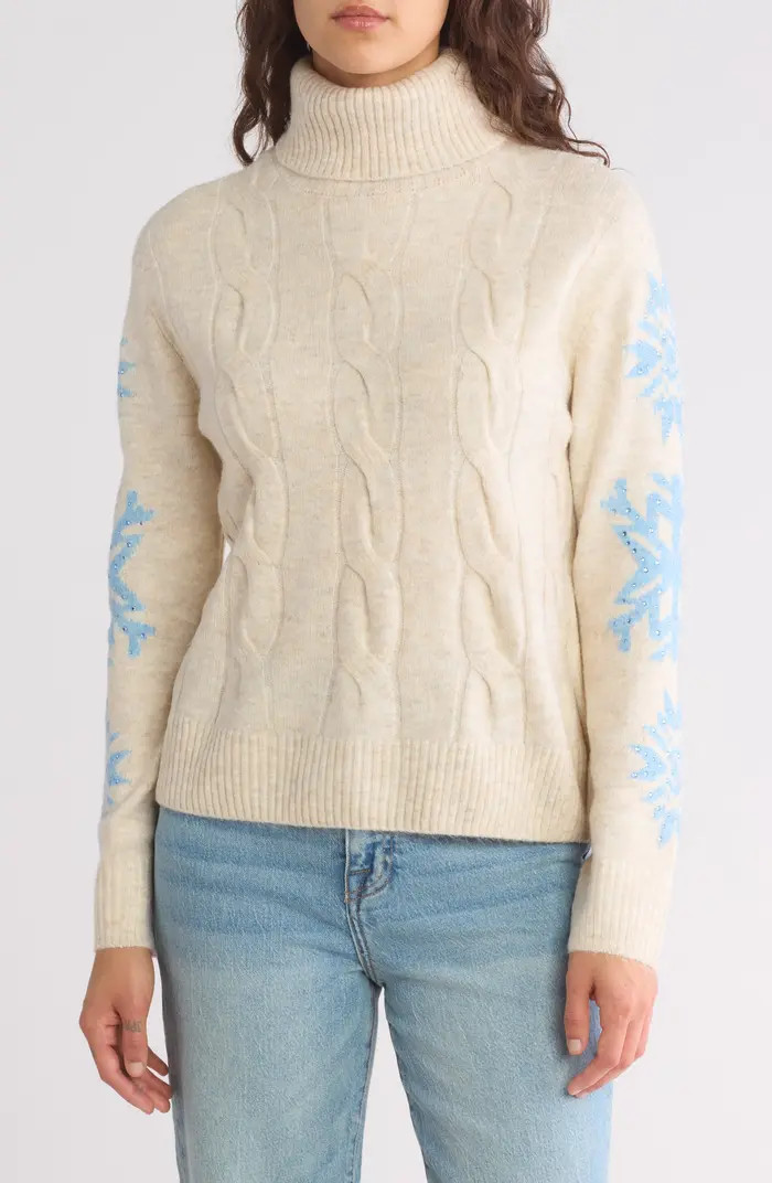 Snowflake Cable Knit Turtleneck Sweater | Nordstrom Rack