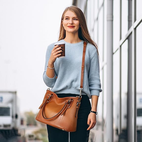 HESHE Genuine Leather Purses and Handbags for Women Tote Shoulder Bag Satchel Purse Top Handle Ba... | Amazon (US)