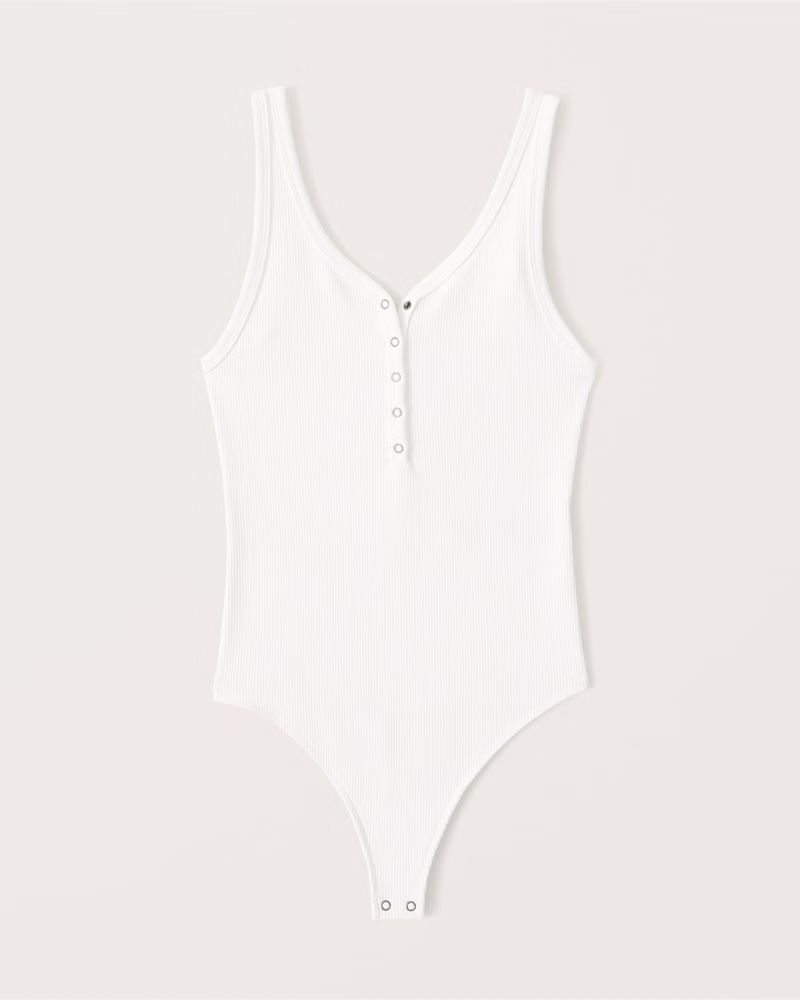 Seamless Ribbed Fabric Henley Bodysuit | Abercrombie & Fitch (US)