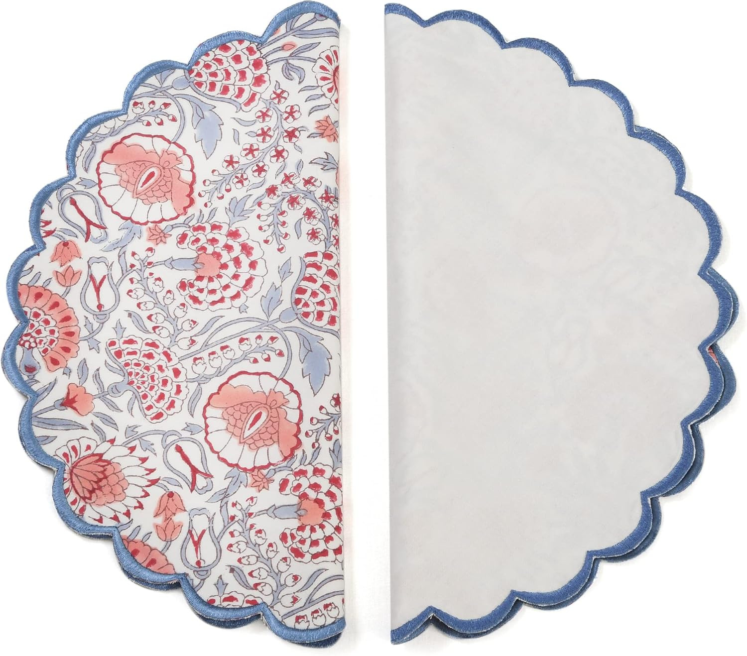 Ridhi Bo-ho Hippie Round Place Mat Double Layer Floral Cotton Washable Placemats 15" Round Embroi... | Amazon (US)