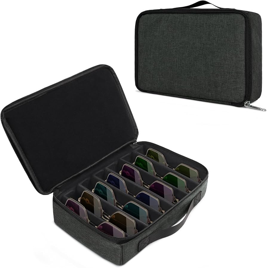 Bukere Travel Sunglasses Organizer Case, Adjustable Slot For Multiple Pairs, Portable Eyeglasses ... | Amazon (US)