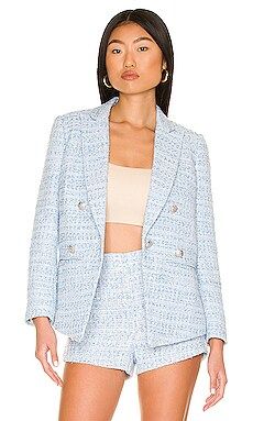 Central Park West Silvie Tweed Blazer in Blue from Revolve.com | Revolve Clothing (Global)
