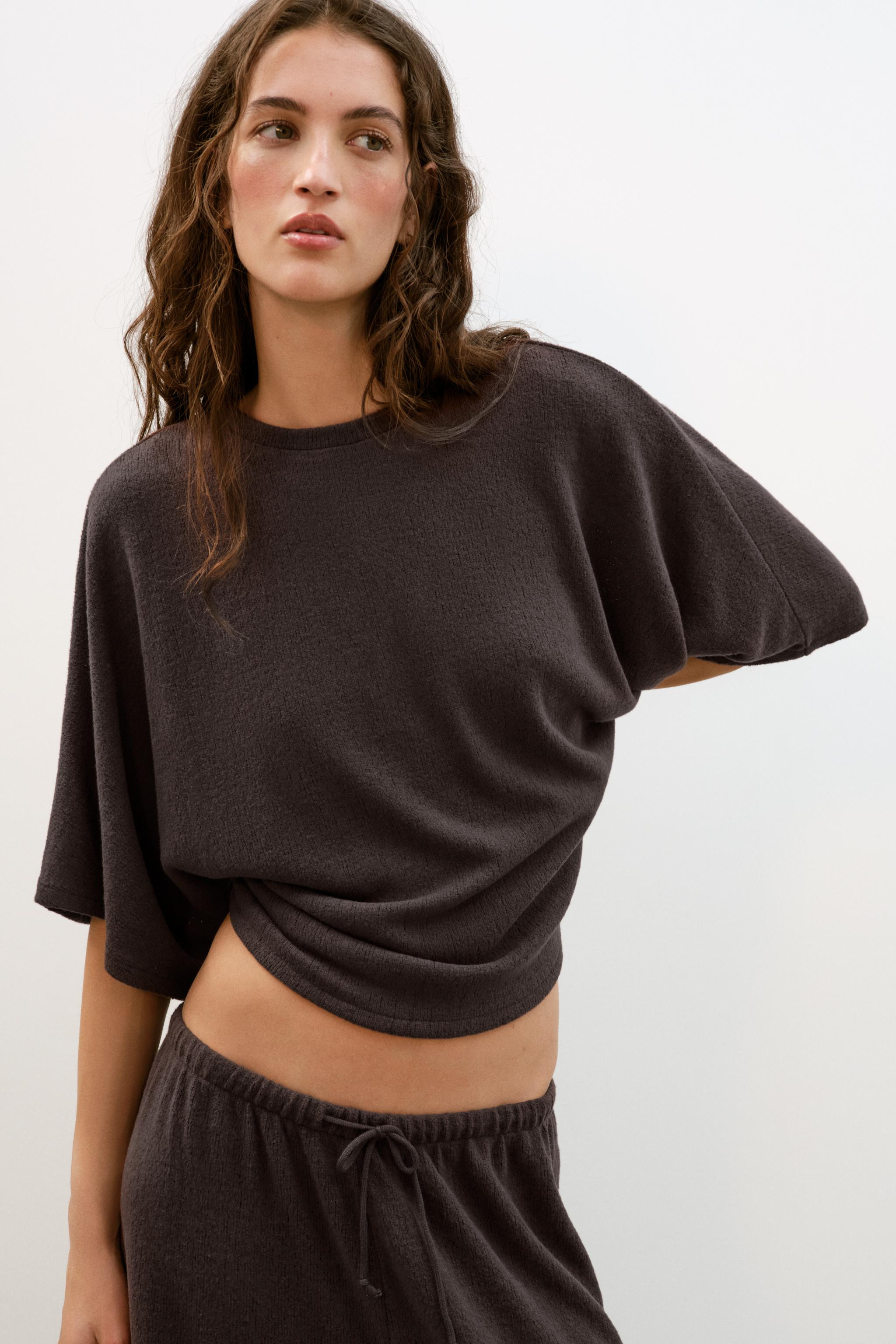 RUSTIC SHORT SLEEVE TOP | Zara UK