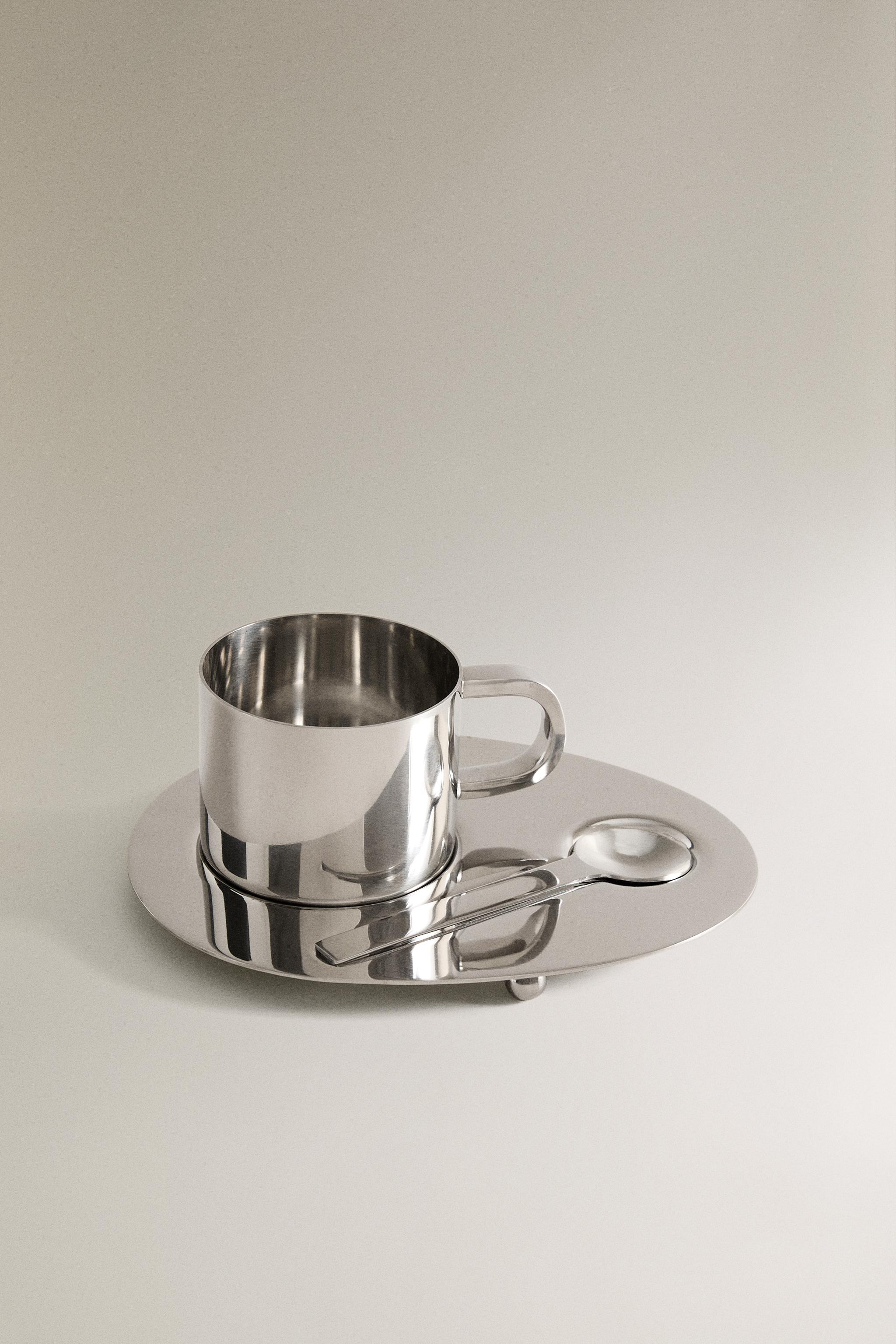 SET TASSE, CUILLÈRE ET PLATEAU ACIER | Zara FR