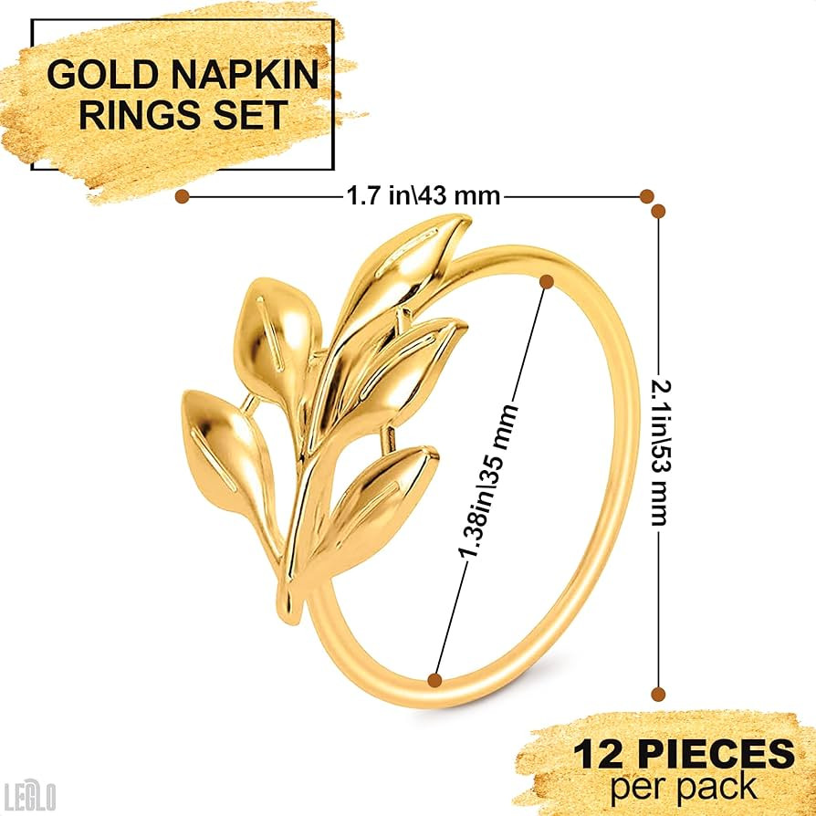 Gold Napkin Rings Set of 12 - Gold Napkin Holder for Birthday Decorations, Wedding Napkins Ring, ... | Amazon (US)