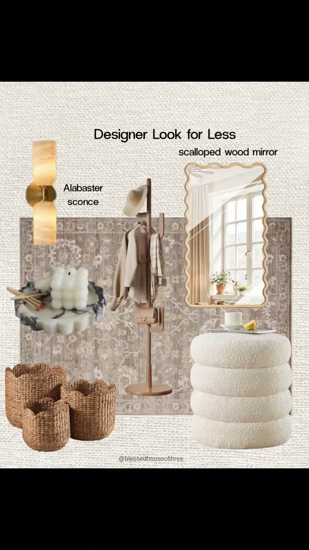 Neutral entryway ideas that give a high-end designer look for less 🤍 I’m loving this mix of Wayfair and Amazon finds to create a warm organic modern entryway with textured ottomans, a scalloped wood mirror, scalloped woven baskets, and soft lighting that makes your space feel styled but still functional for everyday living. Affordable organic modern entryway  Follow me on LTK for daily home decor finds, Amazon favorites, and affordable styling ideas.

#LTKHome #LTKSaleAlert