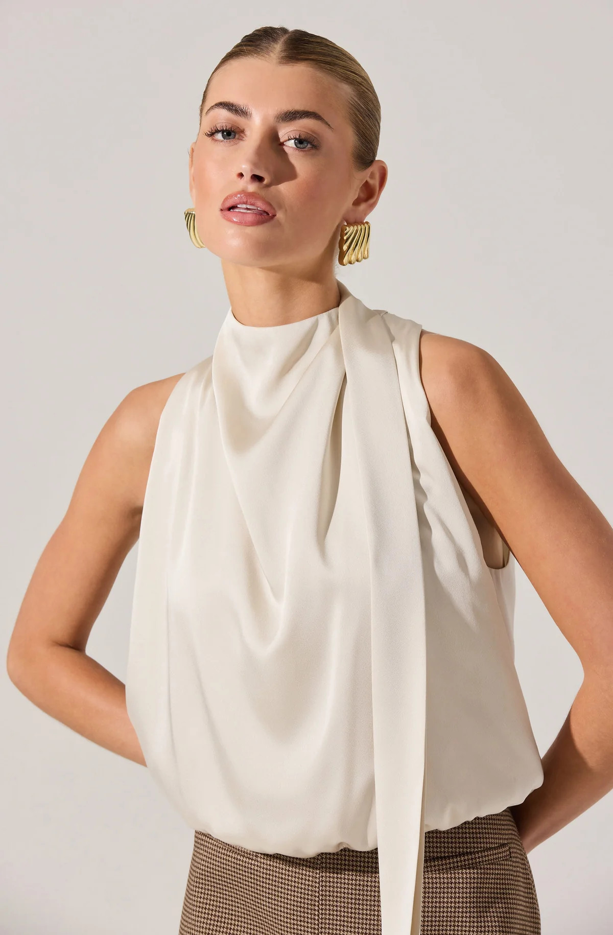 Joleisa Satin High Neck Top - Champagne / L | ASTR The Label (US)