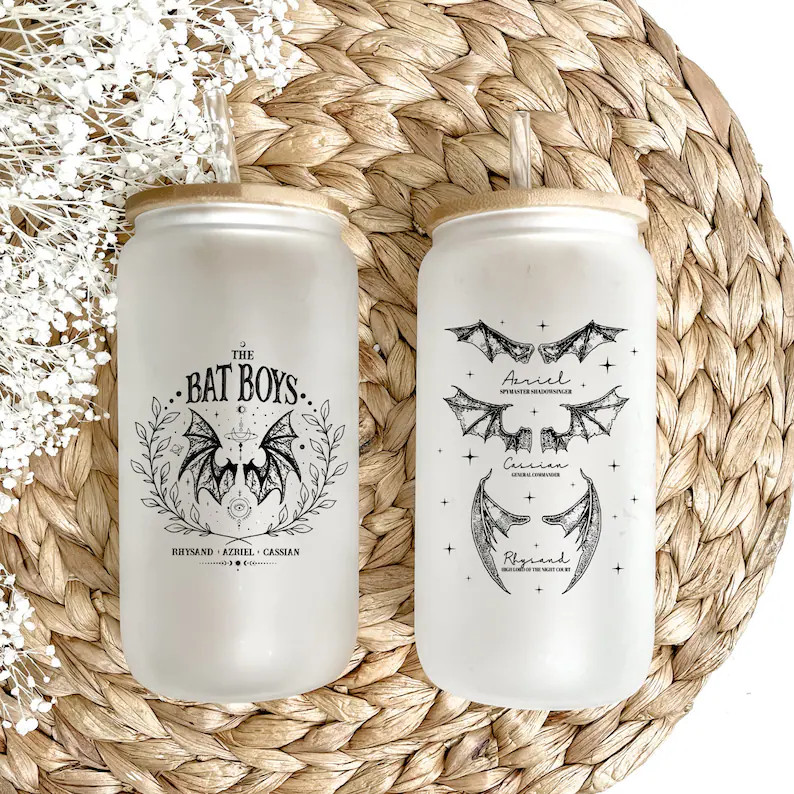 The Bat Boys Glass Tumbler, ACOTAR Iced Coffee Cup, Book Lover Gift, Fantasy Genre Coffee Mug, SJ... | Etsy (US)
