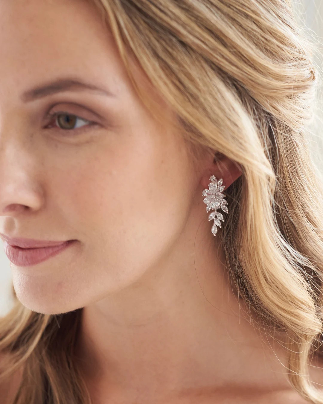 Silver Bridal Earrings, CZ Bridal Earrings, Stud Earrings, Wedding Earrings, Bridesmaid Earrings,... | Etsy (US)