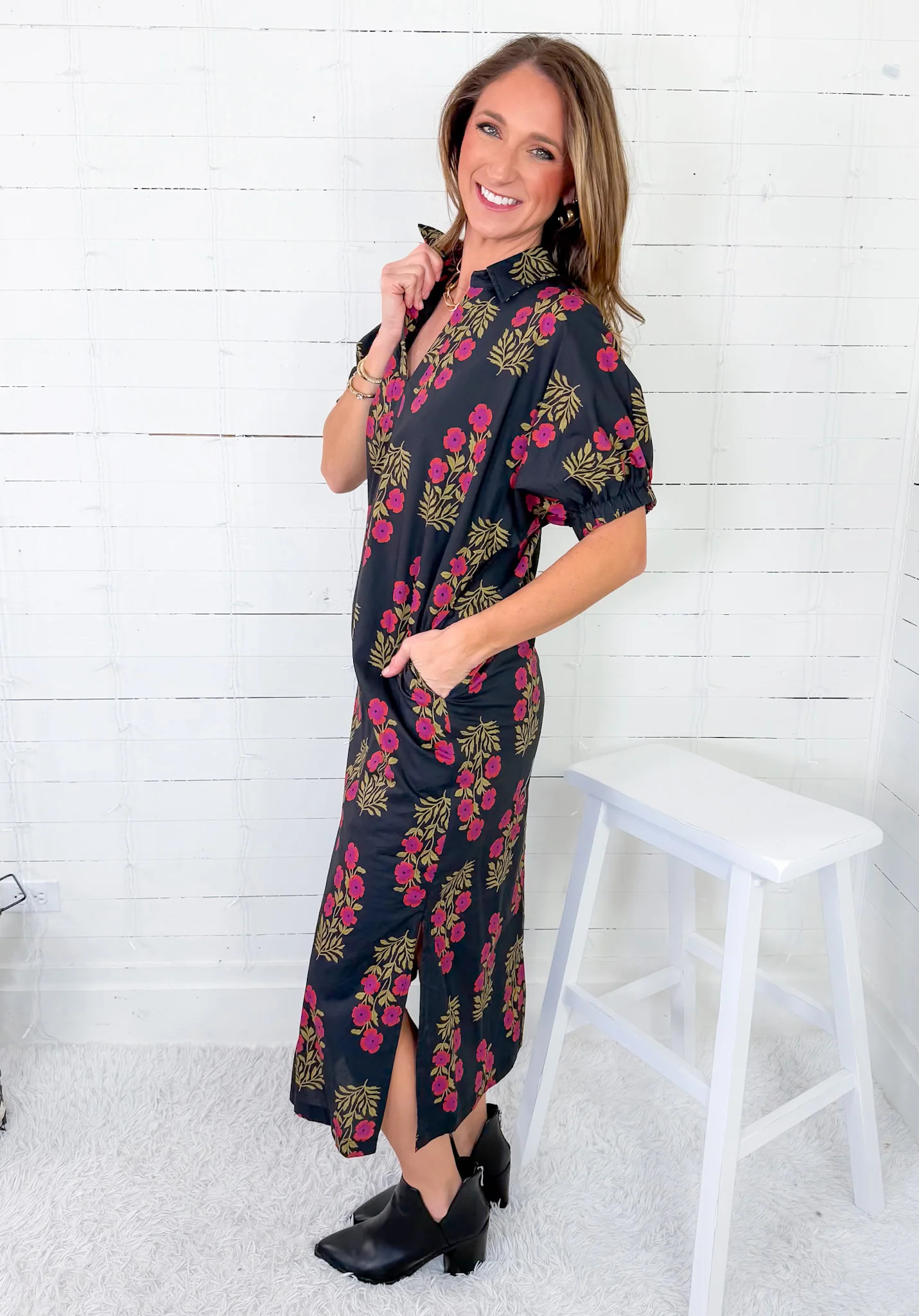 Bluffton Black Bouquet Maxi Dress | Clover and Bee | Clover + Bee