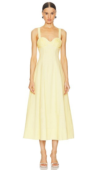 Carla Embroidered Longline Dress in Limoncello | Revolve Clothing (Global)