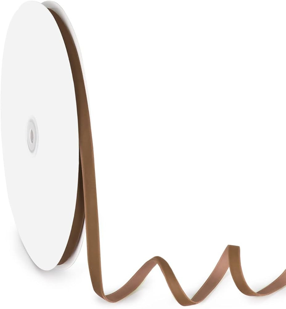 Velvet Ribbon for Gift Wrapping Christmas Tree DIY Crafts, Vintage Golden Brown Ribbon for Weddin... | Amazon (US)