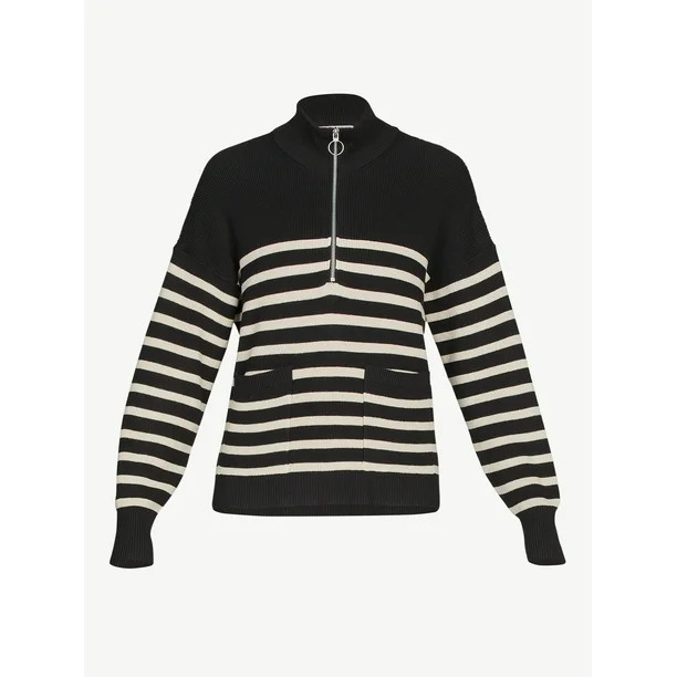 Free Assembly Women's Boxy Half-Zip Sweater - Walmart.com | Walmart (US)