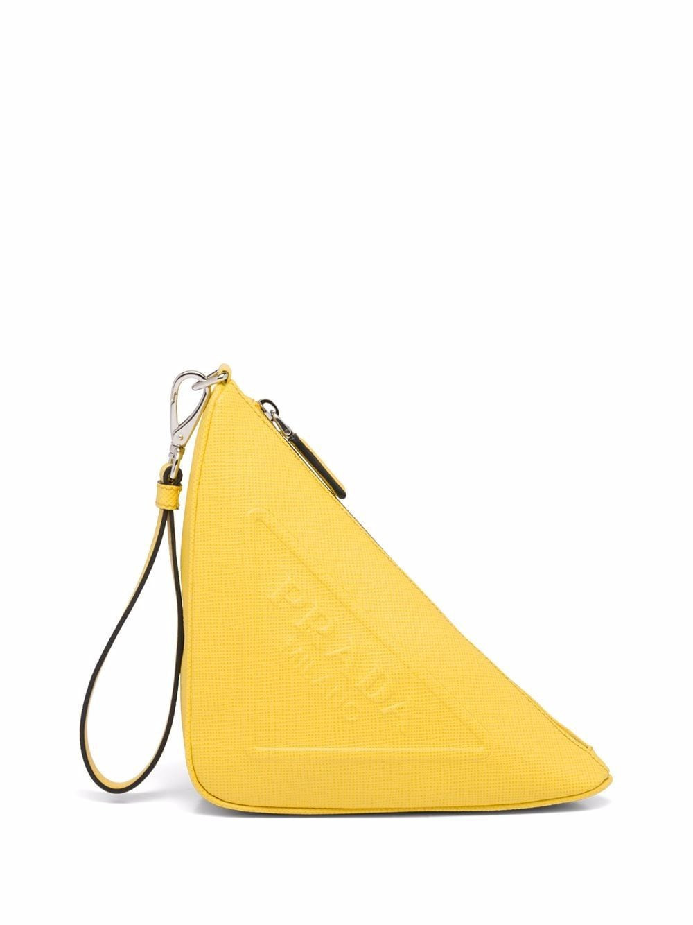 Prada leather triangle pouch - Yellow | Farfetch Global
