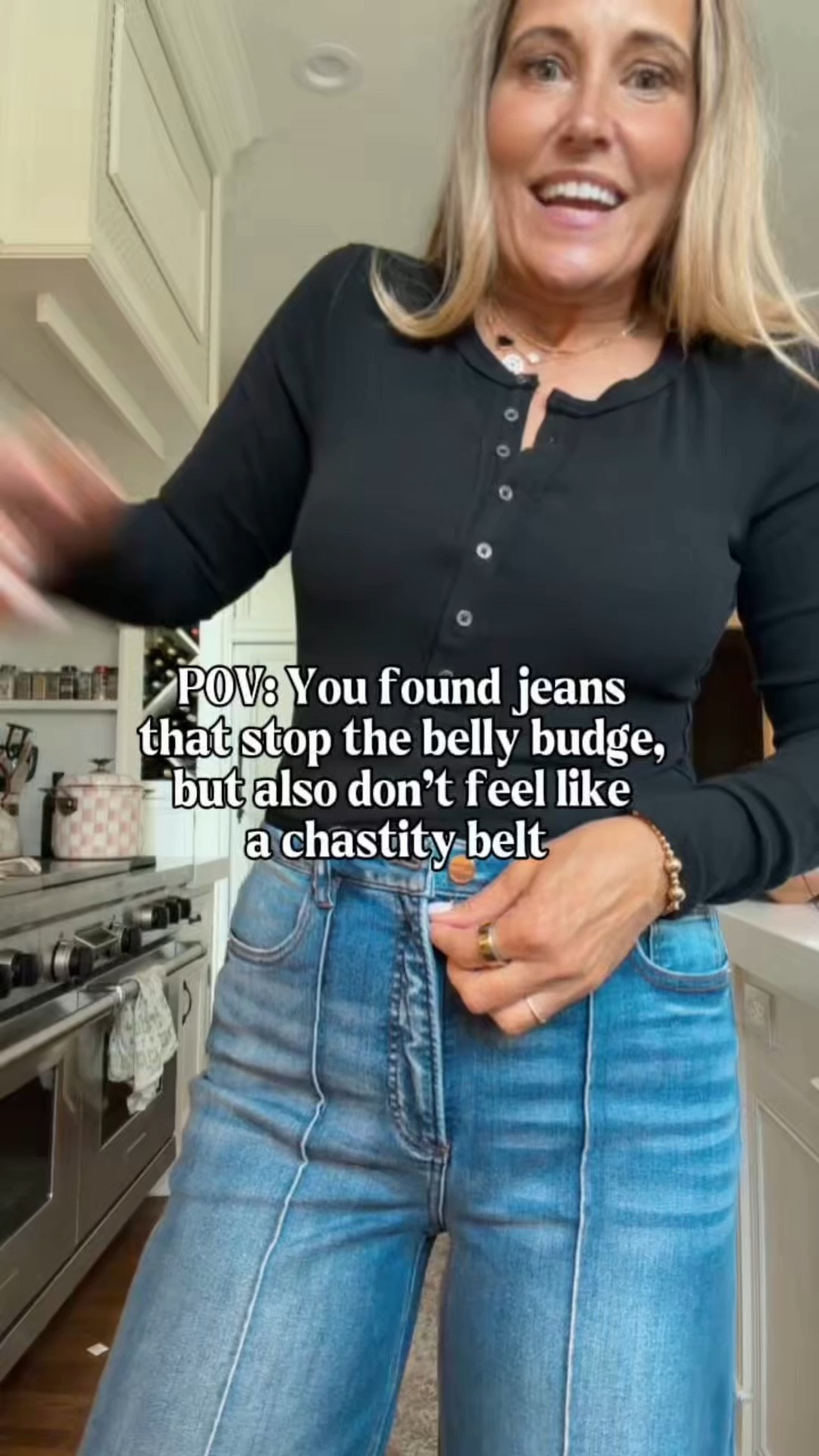 Jeans with a secret woven patch inside that eliminates the belly budge of regular jeans.

#LTKOver40