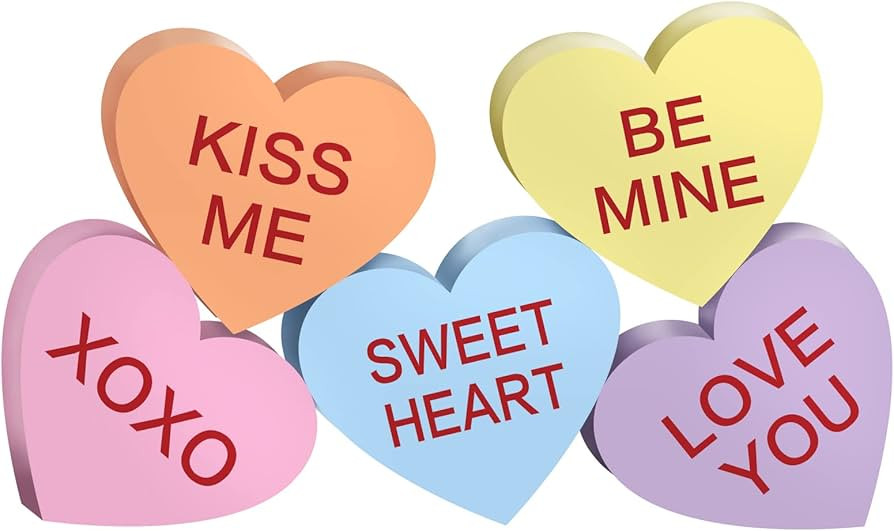 AnyDesign 5Pcs Valentine's Day Conversation Hearts Wooden Table Sign Colorful Heart Wood Tabletop... | Amazon (US)