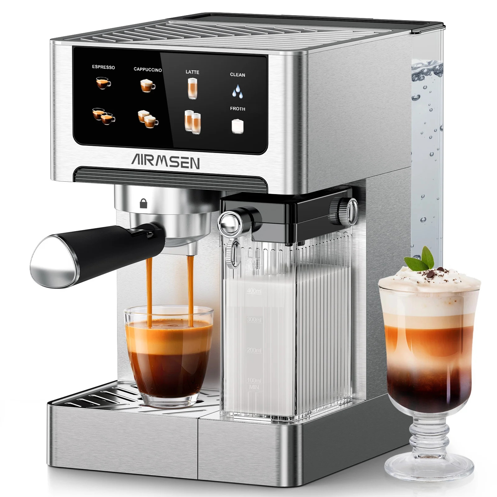 AIRMSEN Espresso Machine with Color Touchscreen, 20 Bar Cappuccino Latte Machines with Automatic ... | Walmart (US)